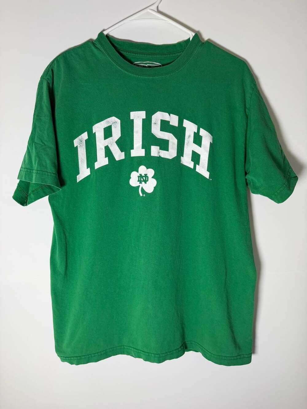e5 Notre Dame Fighting Irish T-Shirt Size M Green Cotton